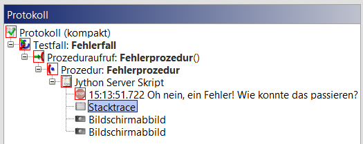 Fehler ⇒ Stacktrace im Protokoll