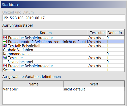 Der Defaultwert von "Variable1" wird im Prozeduraufruf überschrieben