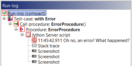 Error ⇒ Stacktrace can be found in the run-log