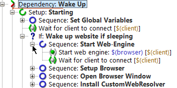 Dependency in QF-Test for testing website