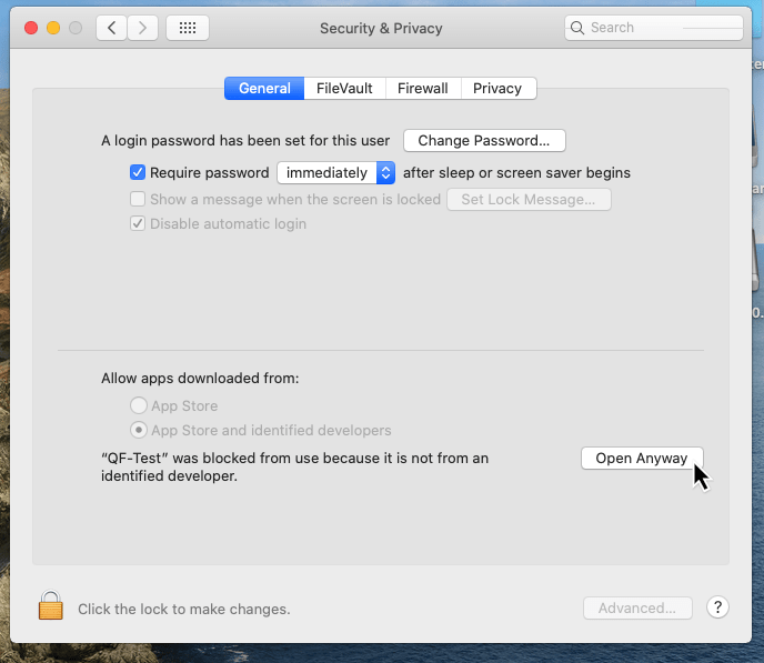 macOS Catalina 10.15 Click open anyway