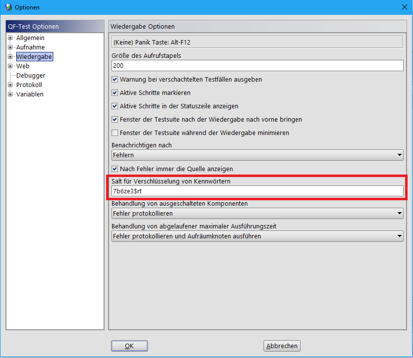 Salt Kennwortverschlüsselung QF-Test